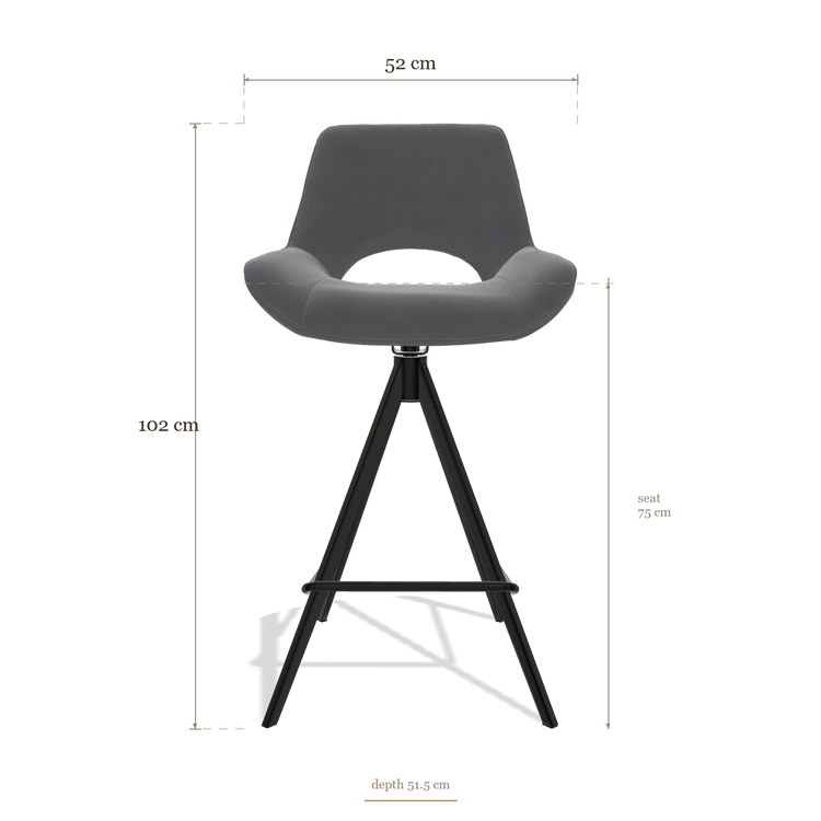 Tabouret de bar Matera 6483, dimensions 52 x 51.5 x 102 cm