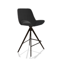 Tabouret de bar Matera 6483 en Cuir B900 (noir), pieds en espresso, vue de trois-quarts arrière