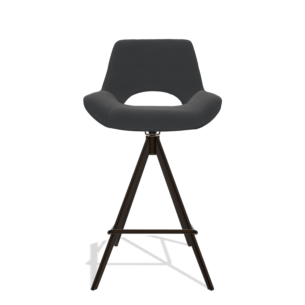 Tabouret de bar Matera 6483 en Cuir B900 (noir), pieds en espresso, vue de face