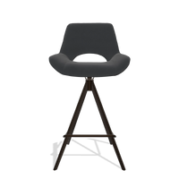 Tabouret de bar Matera 6483 en Cuir B900 (noir), pieds en espresso, vue de face