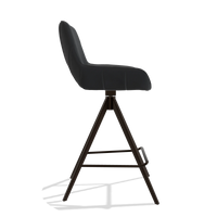 Tabouret de bar Matera 6483 en Cuir B900 (noir), pieds en espresso, vue de profil