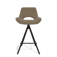 Tabouret de bar Matera 6483 en Cuir B901 (olive), pieds en noir, vue de face