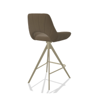 Tabouret de bar Matera 6483 en Cuir B901 (olive), pieds en champagne, vue de trois-quarts arrière