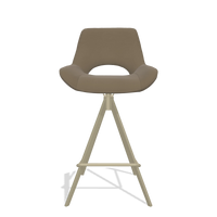 Tabouret de bar Matera 6483 en Cuir B901 (olive), pieds en champagne, vue de face