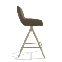 Tabouret de bar Matera 6483 en Cuir B901 (olive), pieds en champagne, vue de profil