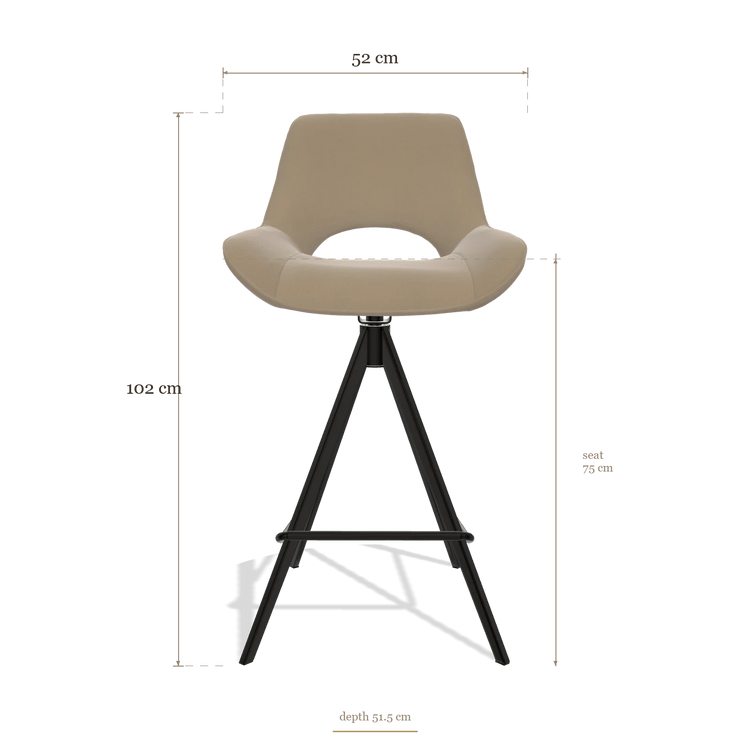 Tabouret de bar Matera 6483, dimensions 52 x 51.5 x 102 cm