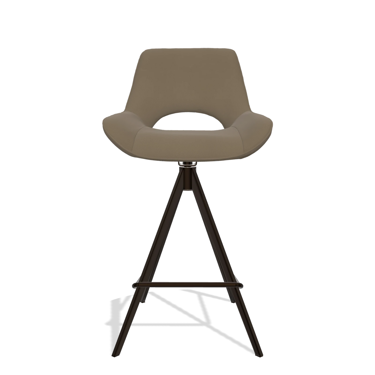 Tabouret de bar Matera 6483 en Cuir B901 (olive), pieds en espresso, vue de face