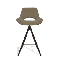 Tabouret de bar Matera 6483 en Cuir B901 (olive), pieds en espresso, vue de face