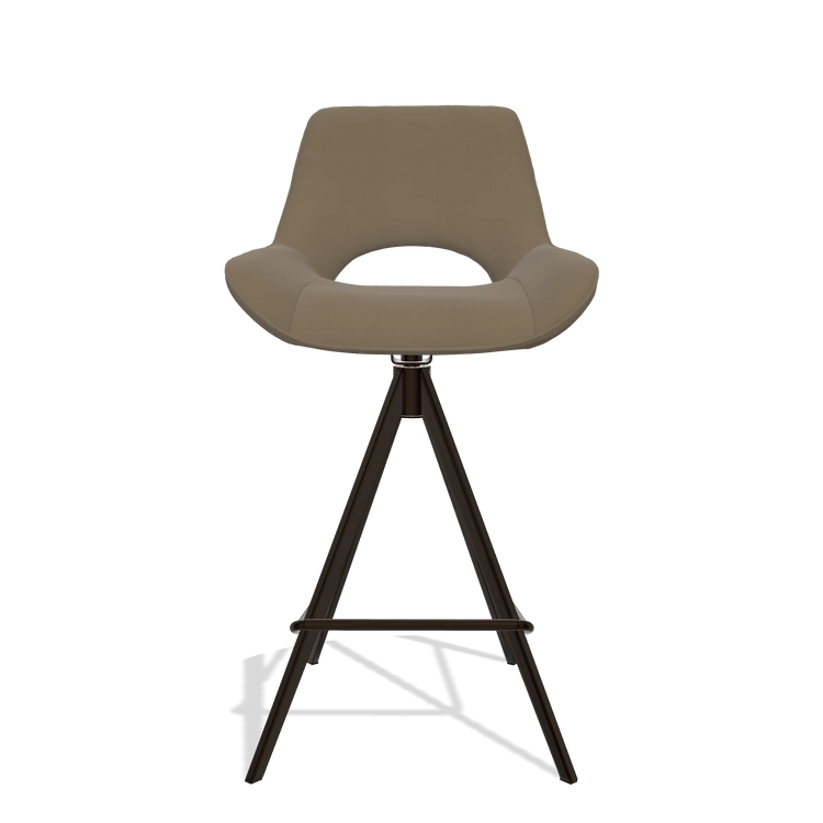 Tabouret de bar Matera 6483 en Cuir B901 (olive), pieds en espresso, vue de face