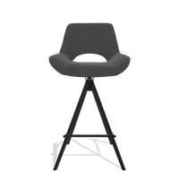 Bar Stool Matera 6483 in Leather B905 (anthracite), black legs, front view
