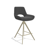 Bar Stool Matera 6483 in Leather B905 (anthracite), champagne legs, angled view