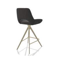 Bar Stool Matera 6483 in Leather B905 (anthracite), champagne legs, back angled view