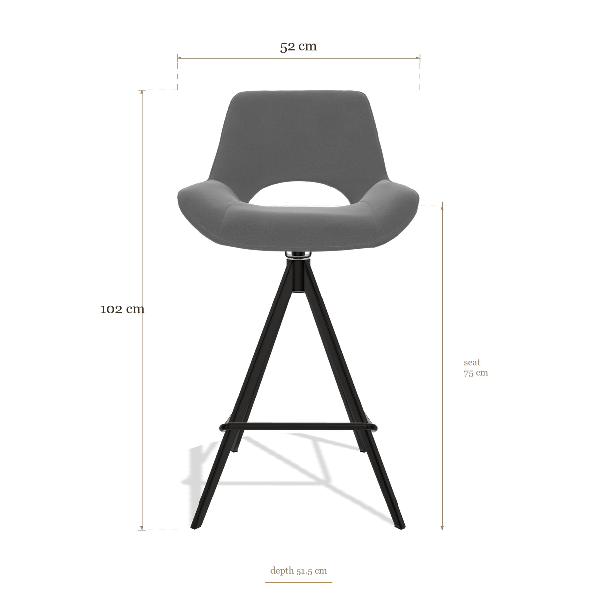 Bar Stool Matera 6483, dimensions 52 x 51.5 x 102 cm