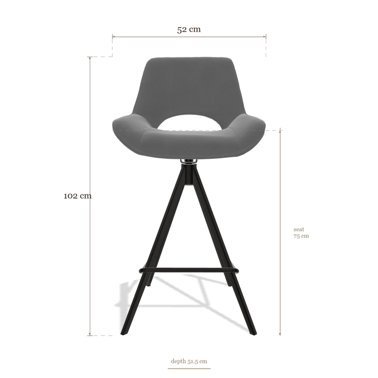 Bar Stool Matera 6483, dimensions 52 x 51.5 x 102 cm