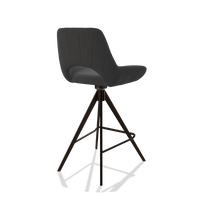 Bar Stool Matera 6483 in Leather B905 (anthracite), espresso legs, back angled view