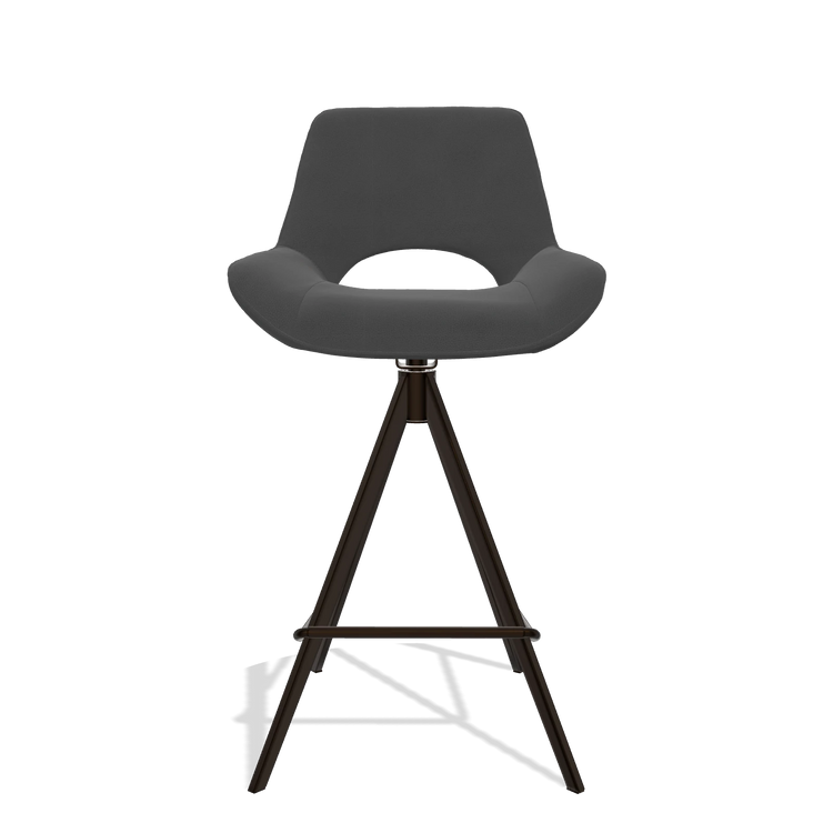 Bar Stool Matera 6483 in Leather B905 (anthracite), espresso legs, front view