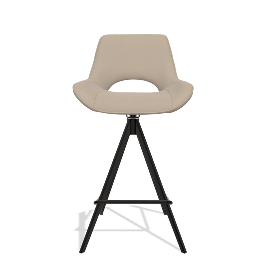 Sgabello da bar Matera 6483 in Pelle B911 (sabbia), gambe in nero, vista frontale