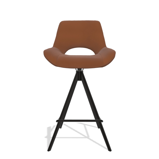 Sgabello da bar Matera 6483 in Pelle B912 (ruggine), gambe in nero, vista frontale