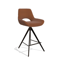 Barstoel Matera 6483 in Leder B912 (roest), poten in espresso, schuin vooraanzicht
