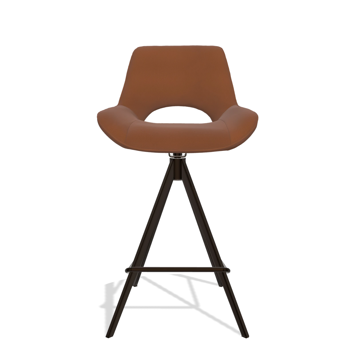 Barstoel Matera 6483 in Leder B912 (roest), poten in espresso, vooraanzicht