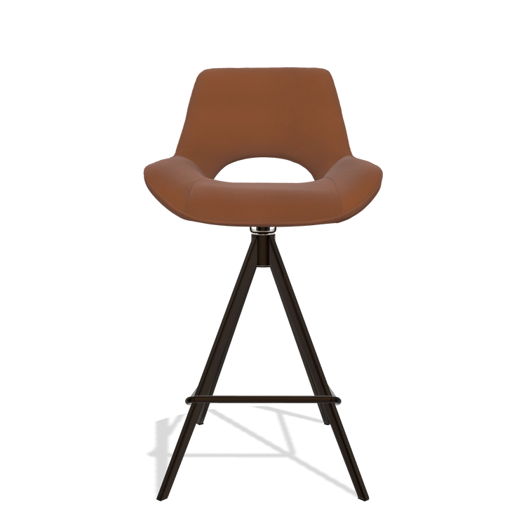 Barstoel Matera 6483 in Leder B912 (roest), poten in espresso, vooraanzicht