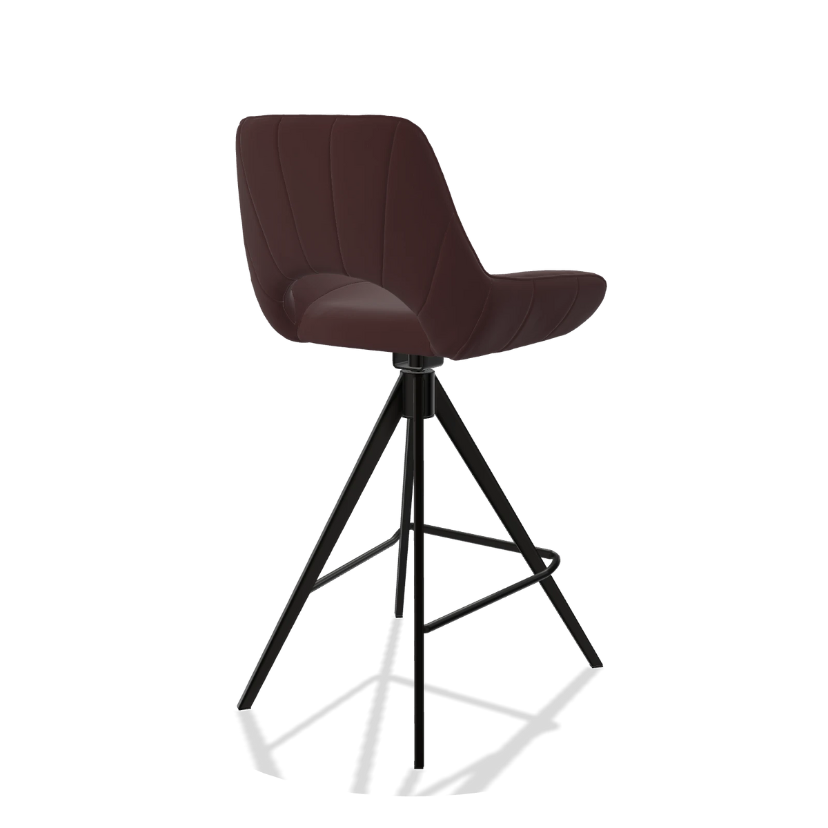 Barstoel Matera 6483 in Leder B938 (chocoladebruin), poten in zwart, schuin achteraanzicht