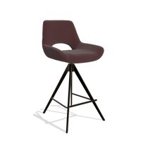 Barstoel Matera 6483 in Leder B938 (chocoladebruin), poten in espresso, schuin vooraanzicht