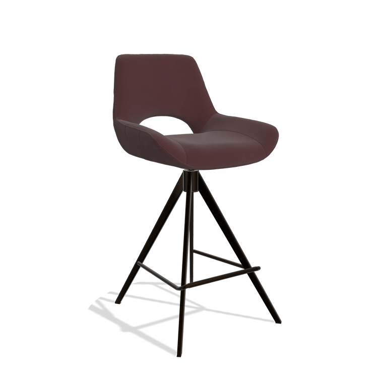 Barstoel Matera 6483 in Leder B938 (chocoladebruin), poten in espresso, schuin vooraanzicht