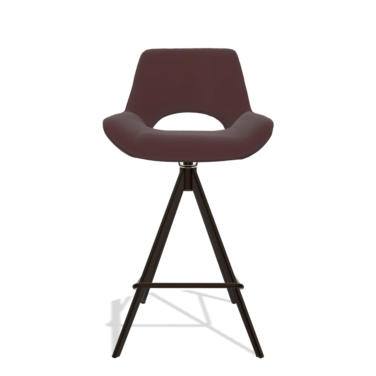 Barstoel Matera 6483 in Leder B938 (chocoladebruin), poten in espresso, vooraanzicht
