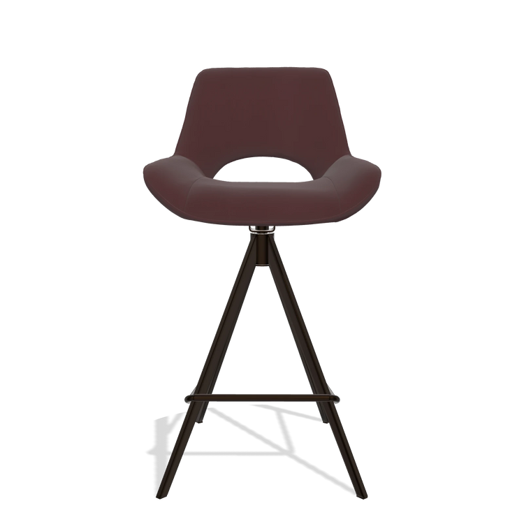Barstoel Matera 6483 in Leder B938 (chocoladebruin), poten in espresso, vooraanzicht