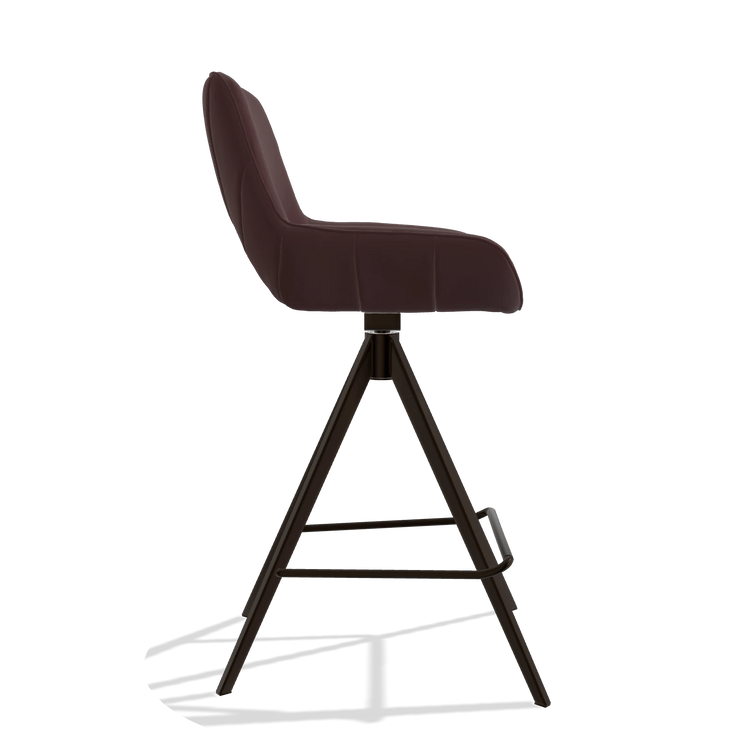 Barstoel Matera 6483 in Leder B938 (chocoladebruin), poten in espresso, zijaanzicht