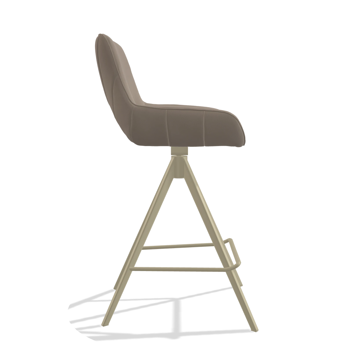 Bar Stool Matera 6483 in Leather B942 (greige), champagne legs, side view