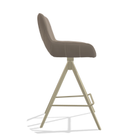 Bar Stool Matera 6483 in Leather B942 (greige), champagne legs, side view