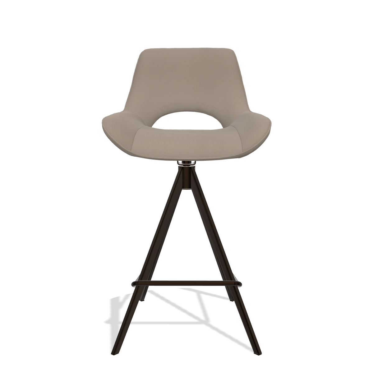 Barstoel Matera 6483 in Leder B942 (greige), poten in espresso, vooraanzicht