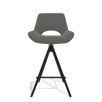 Tabouret de bar Matera 6483 en Cuir B945 (gris foncé), pieds en noir, vue de face