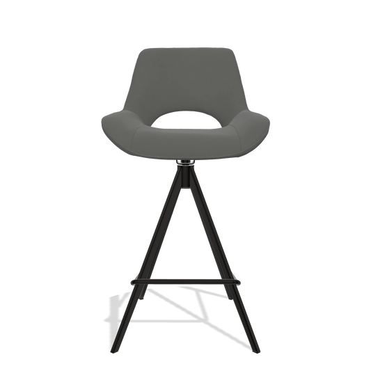 Sgabello da bar Matera 6483 in Pelle B945 (grigio scuro), gambe in nero, vista frontale
