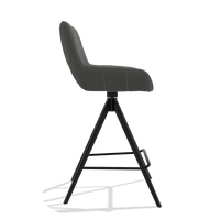 Tabouret de bar Matera 6483 en Cuir B945 (gris foncé), pieds en noir, vue de profil
