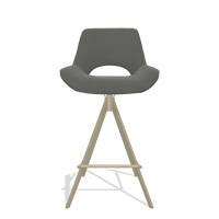 Tabouret de bar Matera 6483 en Cuir B945 (gris foncé), pieds en champagne, vue de face