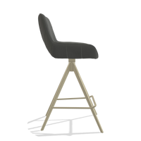 Tabouret de bar Matera 6483 en Cuir B945 (gris foncé), pieds en champagne, vue de profil