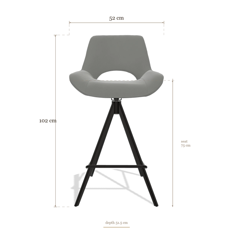 Tabouret de bar Matera 6483, dimensions 52 x 51.5 x 102 cm