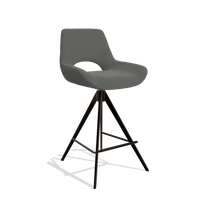 Tabouret de bar Matera 6483 en Cuir B945 (gris foncé), pieds en espresso, vue de trois-quarts