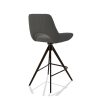 Tabouret de bar Matera 6483 en Cuir B945 (gris foncé), pieds en espresso, vue de trois-quarts arrière
