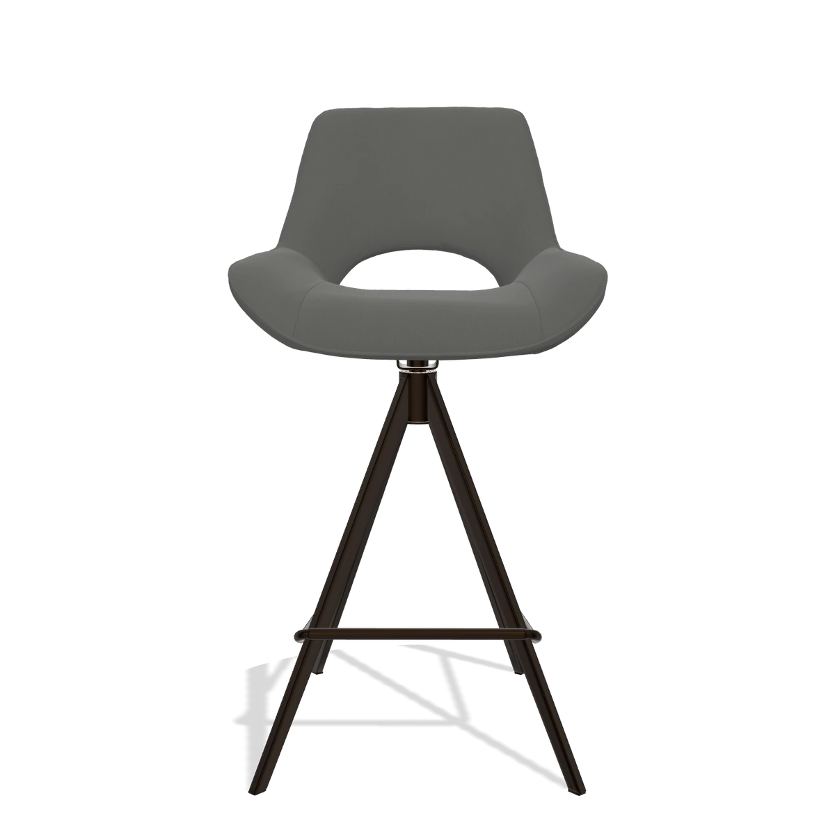 Tabouret de bar Matera 6483 en Cuir B945 (gris foncé), pieds en espresso, vue de face