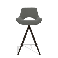 Tabouret de bar Matera 6483 en Cuir B945 (gris foncé), pieds en espresso, vue de face