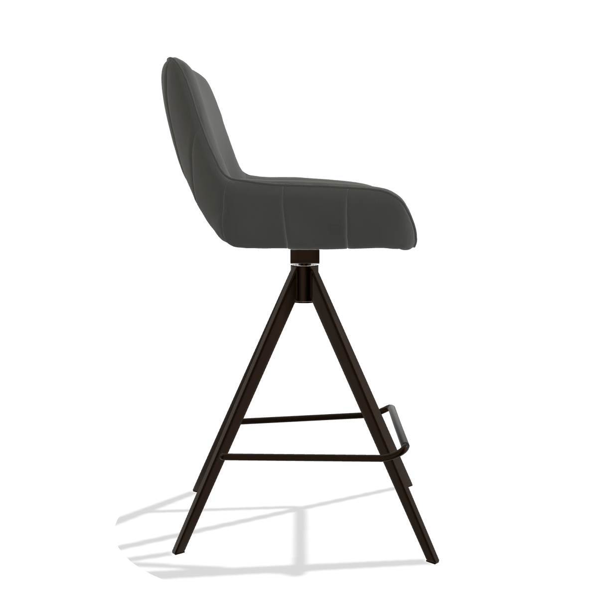 Tabouret de bar Matera 6483 en Cuir B945 (gris foncé), pieds en espresso, vue de profil