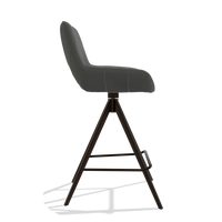 Tabouret de bar Matera 6483 en Cuir B945 (gris foncé), pieds en espresso, vue de profil
