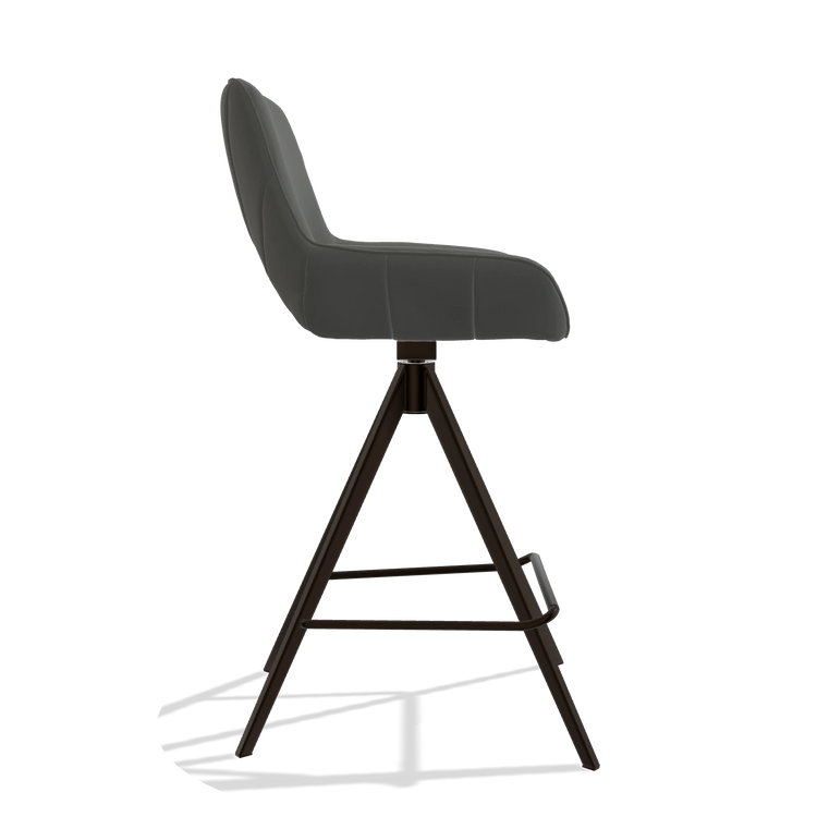 Tabouret de bar Matera 6483 en Cuir B945 (gris foncé), pieds en espresso, vue de profil