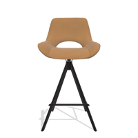 Barstoel Matera 6483 in Leder B947 (karamel), poten in zwart, vooraanzicht