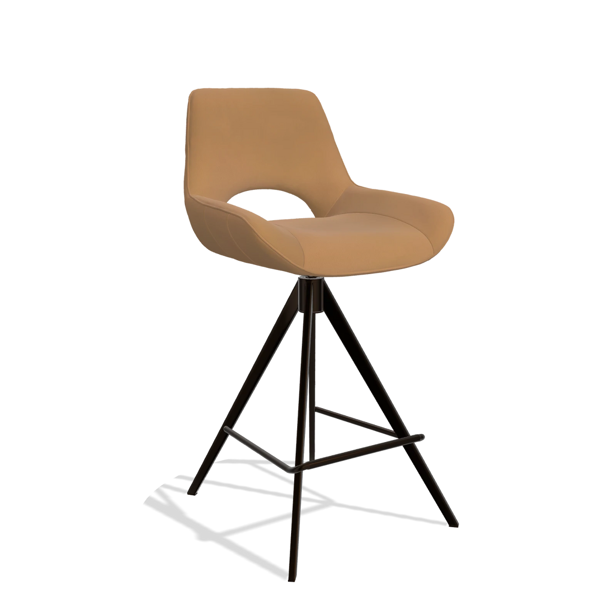 Barstoel Matera 6483 in Leder B947 (karamel), poten in espresso, schuin vooraanzicht