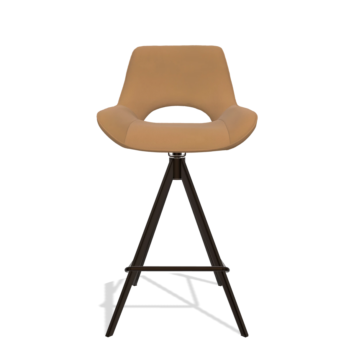 Barstoel Matera 6483 in Leder B947 (karamel), poten in espresso, vooraanzicht